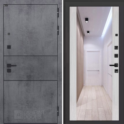 Входная дверь INFINITY с Зеркалом Максимум - Сандал белый