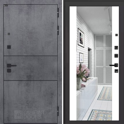 Входная дверь INFINITY с Зеркалом Максимум - Белый софт