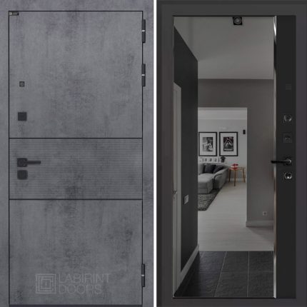 Входная дверь INFINITY с зеркалом Панорама с тонировкой - Черный кварц