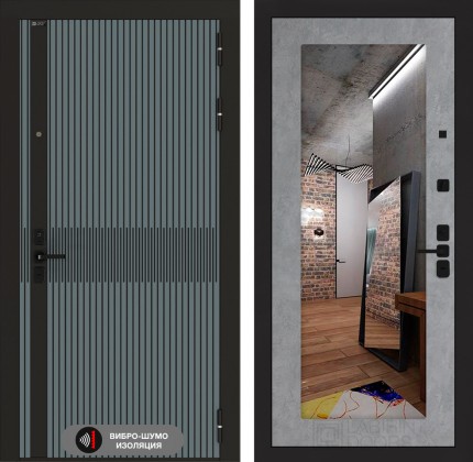 Входная дверь ISSIDA с зеркалом 18 - Бетон светлый