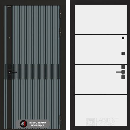 Входная дверь ISSIDA 25 - Белый софт, черный молдинг