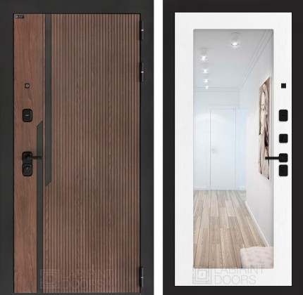 Входная дверь KARMINA с Зеркалом 18 - Белое дерево