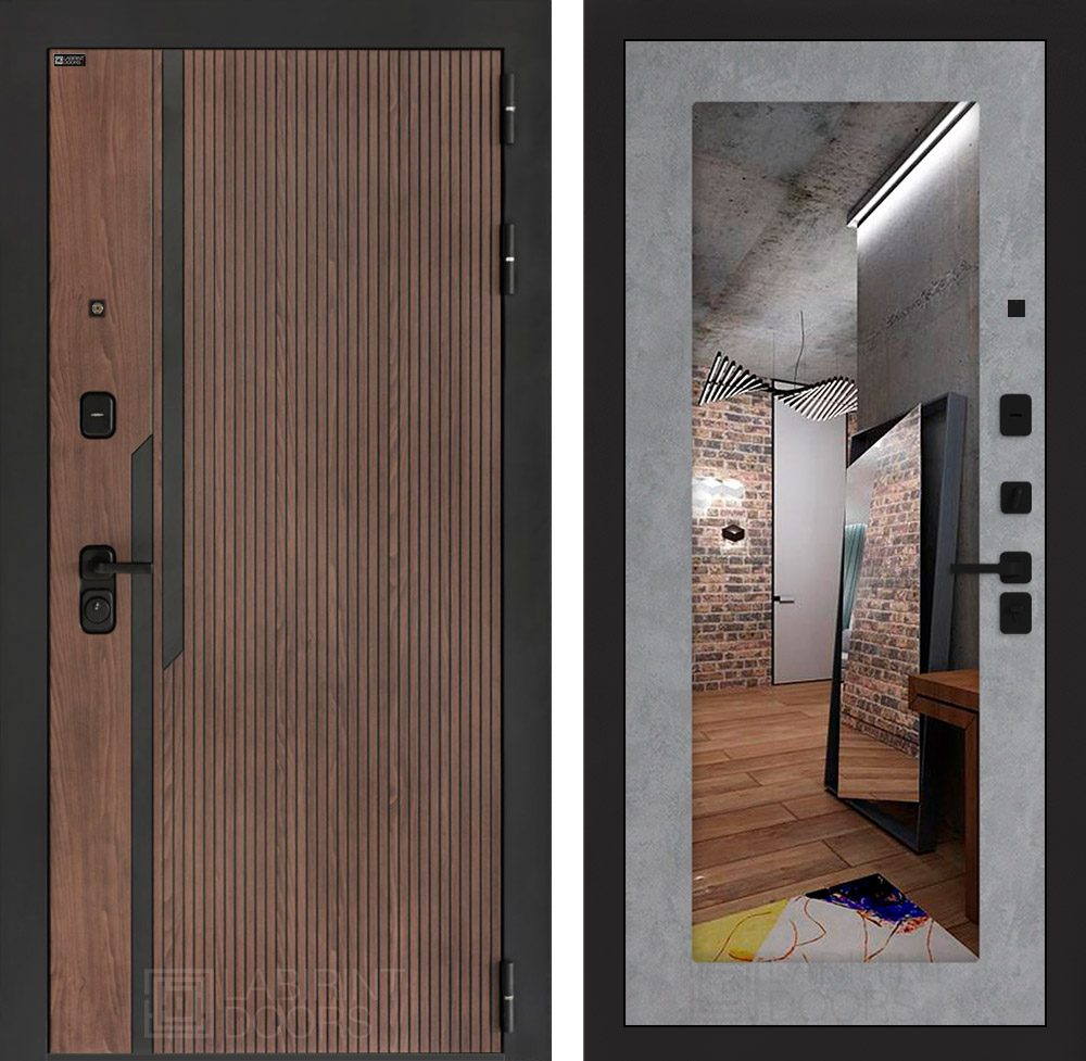 Входная дверь KARMINA с Зеркалом 18 - Бетон светлый