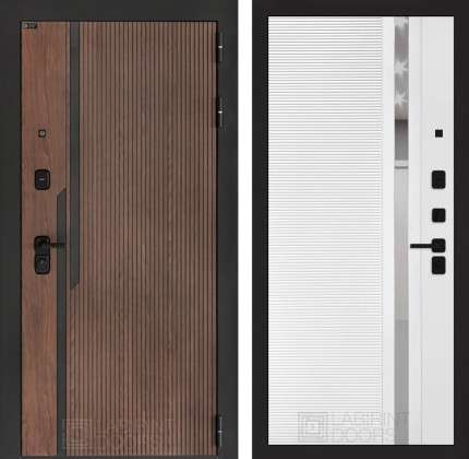 Входная дверь KARMINA 31 - Белый софт, зеркальная вставка с тонировкой