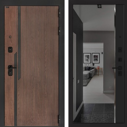 Входная дверь KARMINA с зеркалом Панорама с тонировкой - Черный кварц