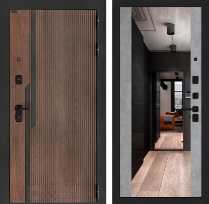 Входная дверь KARMINA с Зеркалом Максимум - Бетон светлый