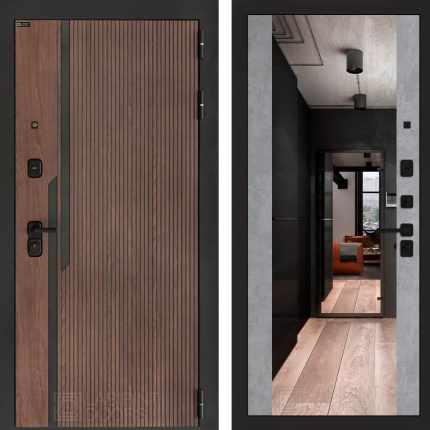 Входная дверь KARMINA с Зеркалом Максимум - Бетон светлый