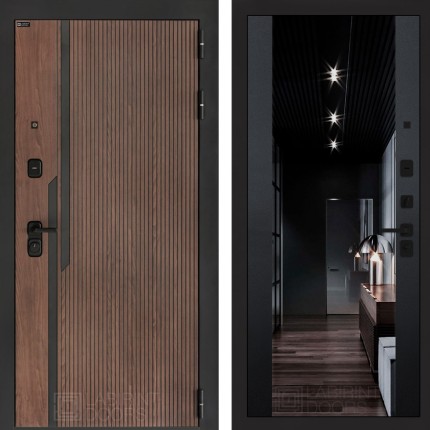 Входная дверь KARMINA с Зеркалом тонированным Максимум - Черный кварц