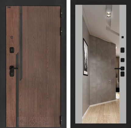 Входная дверь KARMINA с Зеркалом Максимум - Грей софт