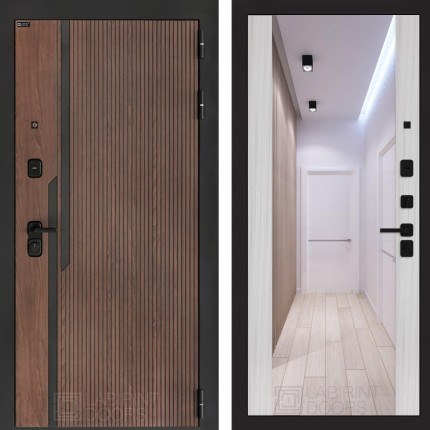 Входная дверь KARMINA с Зеркалом Максимум - Сандал белый