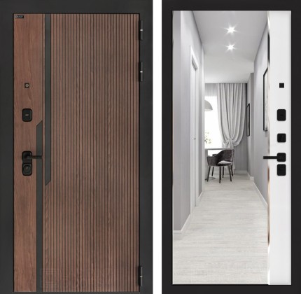 Входная дверь KARMINA с зеркалом Панорама - Белый софт