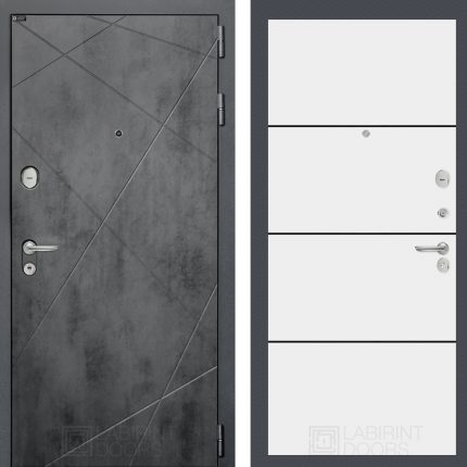 Входная дверь LOFT 25 - Белый софт, черный молдинг