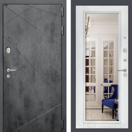 Входная дверь LOFT с Зеркалом Фацет - Белый софт