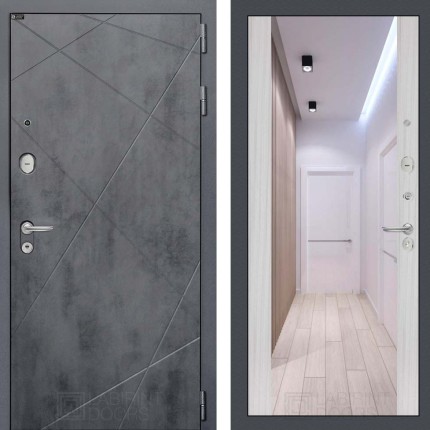 Входная дверь LOFT с Зеркалом Максимум - Сандал белый