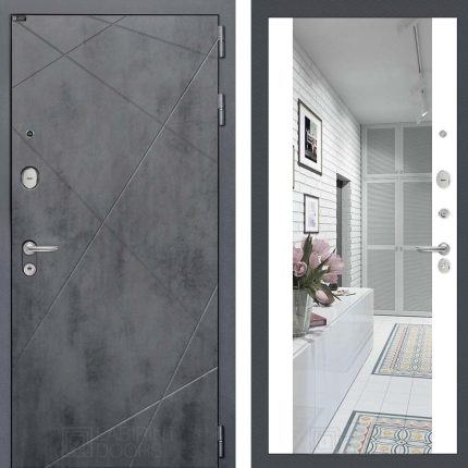 Входная дверь LOFT с Зеркалом Максимум - Белый софт