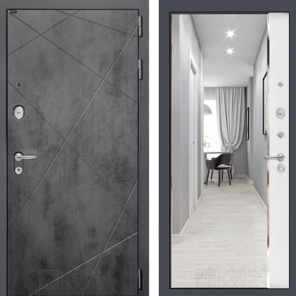 Входная дверь LOFT с зеркалом Панорама - Белый софт