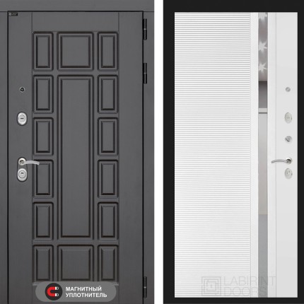 Входная дверь Нью-Йорк 31 - Белый софт, зеркальная вставка с тонировкой