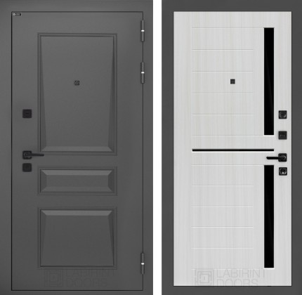 Входная дверь Орлеан 02 - Сандал белый, стекло черное