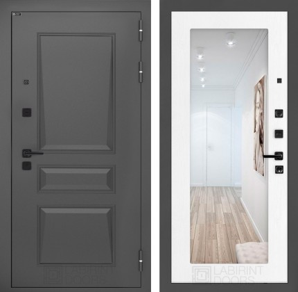 Входная дверь Орлеан с Зеркалом 18 - Белое дерево