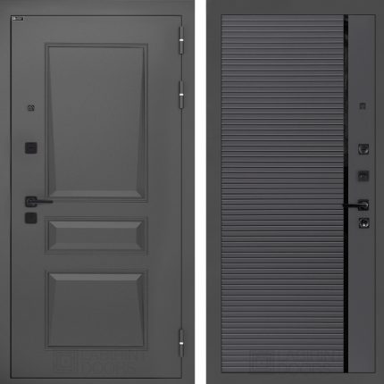 Входная дверь Орлеан 22 - Графит софт, черная вставка