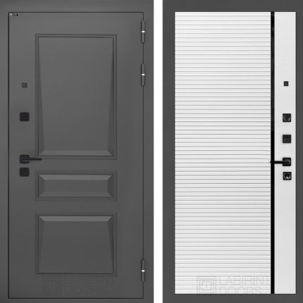 Входная дверь Орлеан 22 - Белый софт, черная вставка