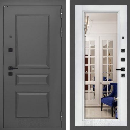 Входная дверь Орлеан с Зеркалом Фацет - Белый софт