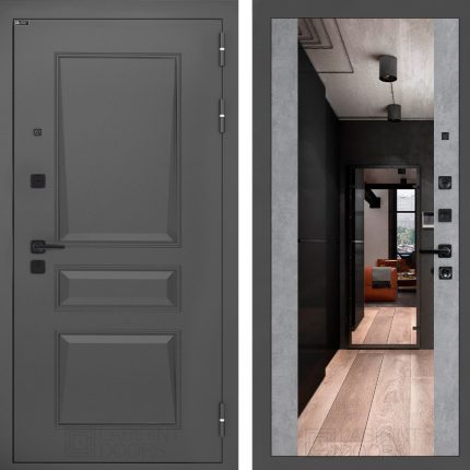 Входная дверь Орлеан с Зеркалом Максимум - Бетон светлый