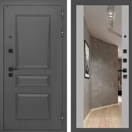 Входная дверь Орлеан с Зеркалом Максимум - Грей софт