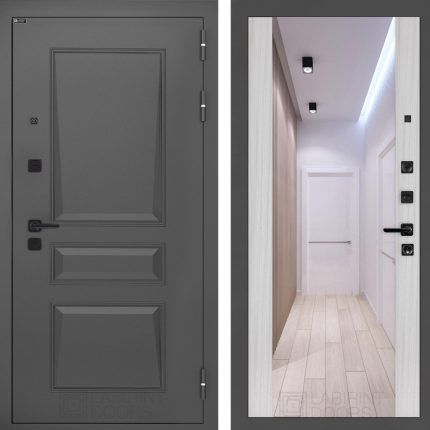 Входная дверь Орлеан с Зеркалом Максимум - Сандал белый