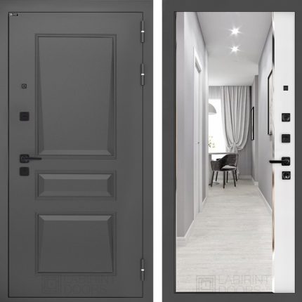 Входная дверь Орлеан с зеркалом Панорама - Белый софт