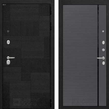 Входная дверь PAZL 22 - Графит софт, черный молдинг