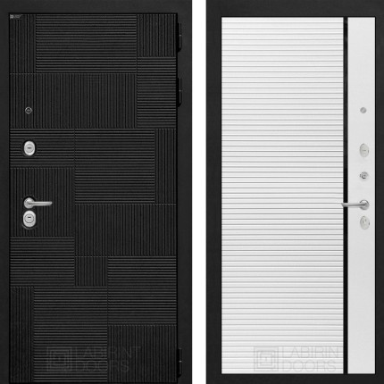 Входная дверь PAZL 22 - Белый софт, черный молдинг