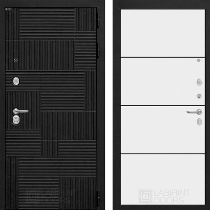 Входная дверь PAZL 25 - Белый софт, черный молдинг