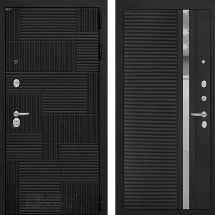 Входная дверь PAZL 31 - Черный кварц, зеркальная вставка с тонировкой