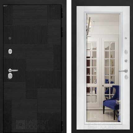 Входная дверь PAZL с Зеркалом Фацет - Белый софт