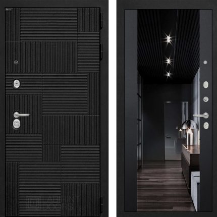 Входная дверь PAZL с Зеркалом тонированным Максимум - Черный кварц
