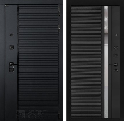 Входная дверь PIANO 31 - Черный кварц, зеркальная вставка с тонировкой