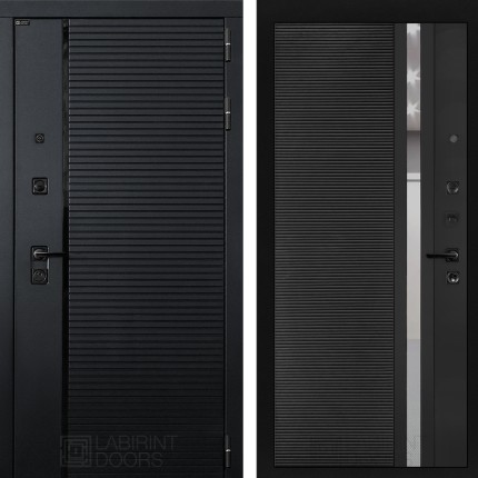 Входная дверь PIANO 31 - Черный кварц, зеркальная вставка с тонировкой