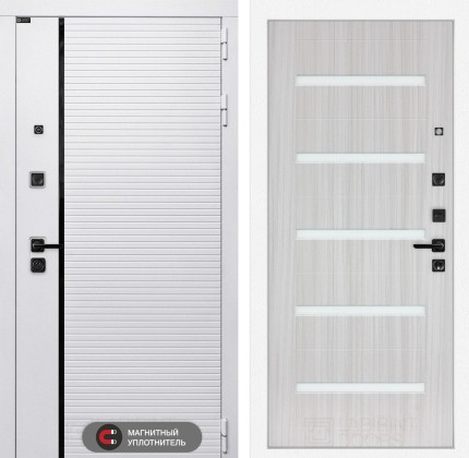 Входная дверь ROYAL 01 - Сандал белый, стекло белое