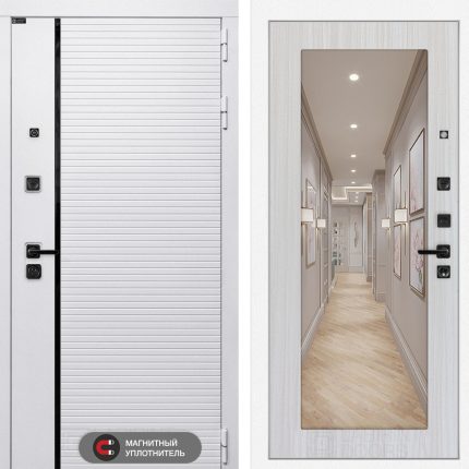 Входная дверь ROYAL с Зеркалом 18 - Сандал белый