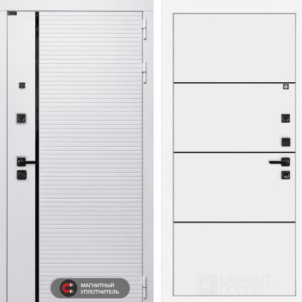 Входная дверь ROYAL 25 - Белый софт, черный молдинг