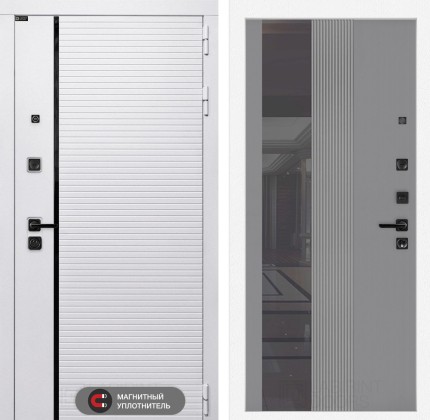 Входная дверь ROYAL с Зеркалом 32 тонированным - Серый рельеф софт