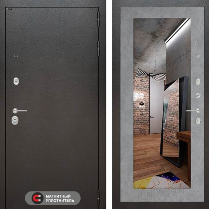 Входная дверь SILVER с Зеркалом 18 - Бетон светлый