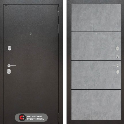 Входная дверь SILVER 25 - Бетон светлый, черный молдинг