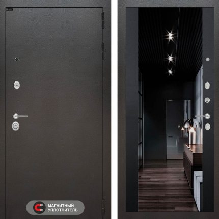 Входная дверь SILVER с тонированным зеркалом Максимум - Черный кварц