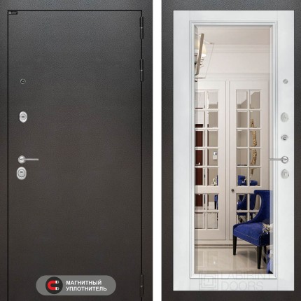 Входная дверь SILVER с Зеркалом Фацет - Белый софт