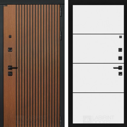 Входная дверь STORM 25 - Белый софт, черный молдинг