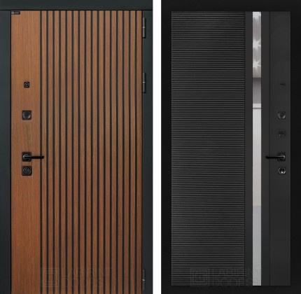 Входная дверь STORM 31 - Черный кварц, зеркальная вставка с тонировкой