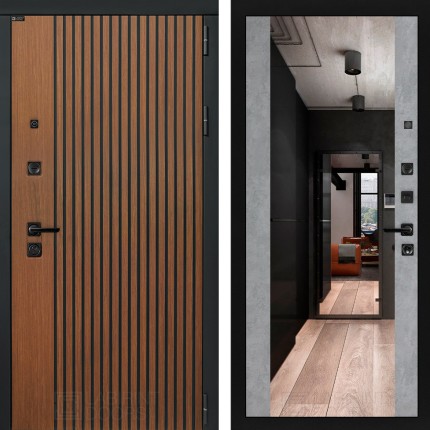 Входная дверь STORM с Зеркалом Максимум - Бетон светлый