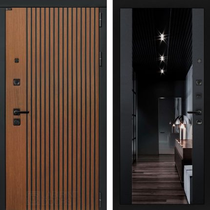 Входная дверь STORM с Зеркалом тонированным Максимум - Черный кварц